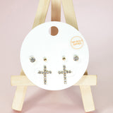 96801, 14K GOLD DIPPED, PAVE CROSS STUD EARRING SET