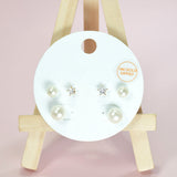 96805, 14K GOLD DIPPED, DAINTY STAR RHINESTONE WITH PEARL STUD EARRING SET