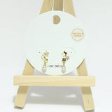 96807, 14K GOLD DIPPED, DAINTY CZ STAR WITH PEARL DANGLE EARRING