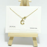96813, 14K GOLD DIPPED, DAINTY CRESCENT MOON CZ CHARM NECKLACE
