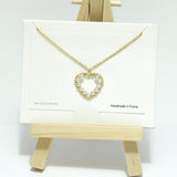 96817, 14K GOLD DIPPED, HEART WITH PEARL ACCENT CHARM NECKLACE