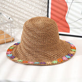 96824, MULTI FLOWER ACCENT STRAW BUCKET HAT