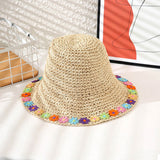 96824, MULTI FLOWER ACCENT STRAW BUCKET HAT