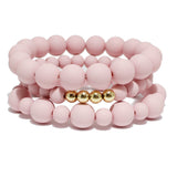 96825, MATTE FINISH MULTI LAYERED BEAD STRETCH BRACELET
