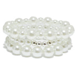 96825, PEARL MULTI LAYERED BEAD STRETCH BRACELET