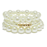 96825, PEARL MULTI LAYERED BEAD STRETCH BRACELET