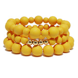 96825, MATTE FINISH MULTI LAYERED BEAD STRETCH BRACELET