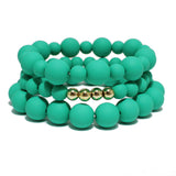96825, MATTE FINISH MULTI LAYERED BEAD STRETCH BRACELET