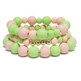 96825, MATTE FINISH MULTI LAYERED BEAD STRETCH BRACELET
