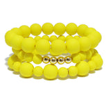 96825, MATTE FINISH MULTI LAYERED BEAD STRETCH BRACELET