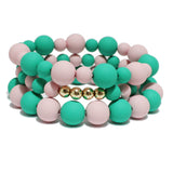 96825, MATTE FINISH MULTI LAYERED BEAD STRETCH BRACELET