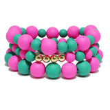 96825, MATTE FINISH MULTI LAYERED BEAD STRETCH BRACELET