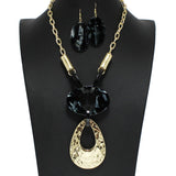 96835, HAMMERED GEOMETRIC WITH CELLULOID ACETATE NECKLACE