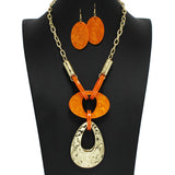 96835, HAMMERED GEOMETRIC WITH CELLULOID ACETATE NECKLACE