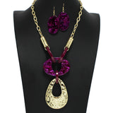 96835, HAMMERED GEOMETRIC WITH CELLULOID ACETATE NECKLACE