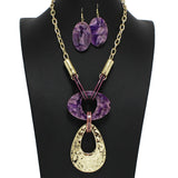 96835, HAMMERED GEOMETRIC WITH CELLULOID ACETATE NECKLACE