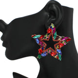 96842, BIG STAR RHINESTONE EARRING