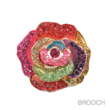 96846, ROSE FLOWER RHINESTONE PIN BROOCH