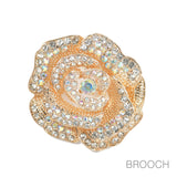 96846, ROSE FLOWER RHINESTONE PIN BROOCH