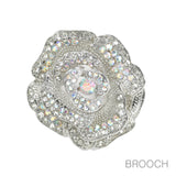 96846, ROSE FLOWER RHINESTONE PIN BROOCH
