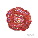 96846, ROSE FLOWER RHINESTONE PIN BROOCH