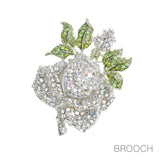 96847, ROSE FLOWER RHINESTONE PIN BROOCH