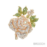 96847, ROSE FLOWER RHINESTONE PIN BROOCH