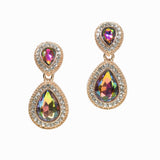 96865, CRYSTAL RHINESTONE & PEARL TEARDROP DANGLE EARRING