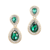 96865, CRYSTAL RHINESTONE & PEARL TEARDROP DANGLE EARRING