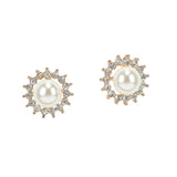 96866, ROUND PEARL & RHINESTONE ACCENT STUD EARRING