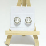 96898, PEARL ACCENT FLOWER STUD EARRING