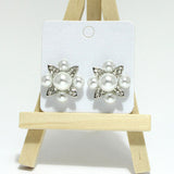 96899, PEARL WITH RHINESTONE STUD EARRING