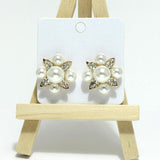 96899, PEARL WITH RHINESTONE STUD EARRING