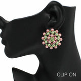 96900, PEARL WITH RHINESTONE CLIP ON EARRING