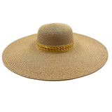 96902, GOLD CHAIN PRINT WIDE BRIM FLOPPY HAT