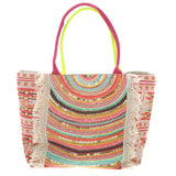 96907, MULTI COLOR ZIP TOP TOTE BAG