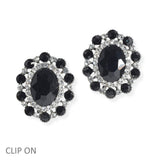 96916, OVAL PEARL WITH RHINESTONE CLIP ON EARRING