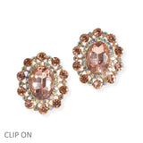 96916, OVAL PEARL WITH RHINESTONE CLIP ON EARRING