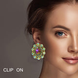 96916, OVAL PEARL WITH RHINESTONE CLIP ON EARRING