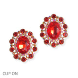 96916, OVAL PEARL WITH RHINESTONE CLIP ON EARRING