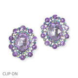 96916, OVAL PEARL WITH RHINESTONE CLIP ON EARRING