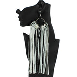 96920, GENUINE SUEDE LEATHER LONG TASSEL FRINGE EARRING