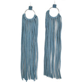 96920, GENUINE SUEDE LEATHER LONG TASSEL FRINGE EARRING