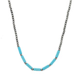 96932, RECTANGLE TURQUOISE STONE WITH NAVAJO BEADED NECKLACE