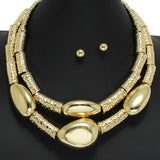 96940, GEOMETRIC WITH HAMMERED TUBE METAL NECKLACE