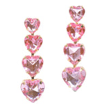 96944, HEART RHINESTONE DROP DANGLE EARRING