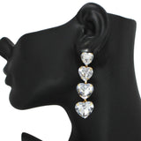 96944, HEART RHINESTONE DROP DANGLE EARRING