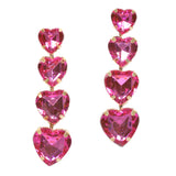 96944, HEART RHINESTONE DROP DANGLE EARRING