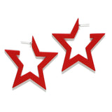 96947, MATTE FINISH STAR HOOP EARRING