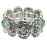96953, WESTERN TURQUOISE STONE STRETCH BRACELET